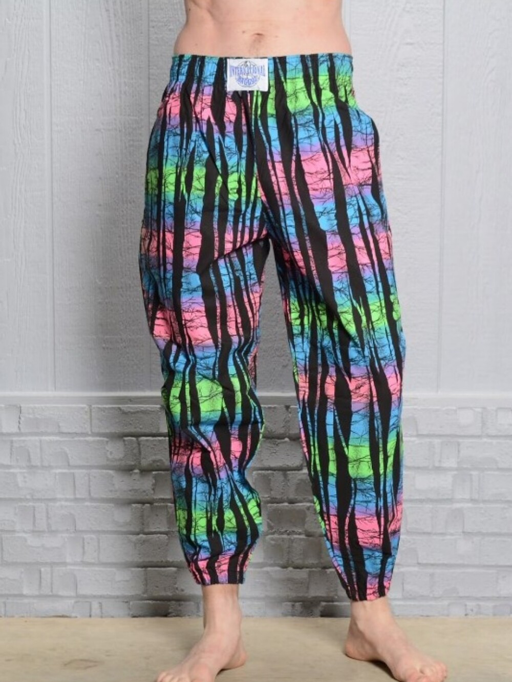 Vintage CP International Baggyz Neon Rainbow Muscle Beach Pants 80s 90s Large